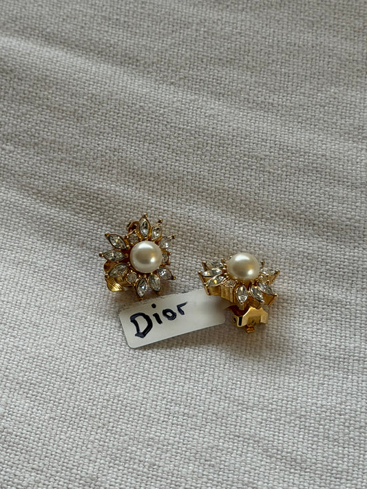 Christian Dior Pearl Starburst Clip-On Earrings