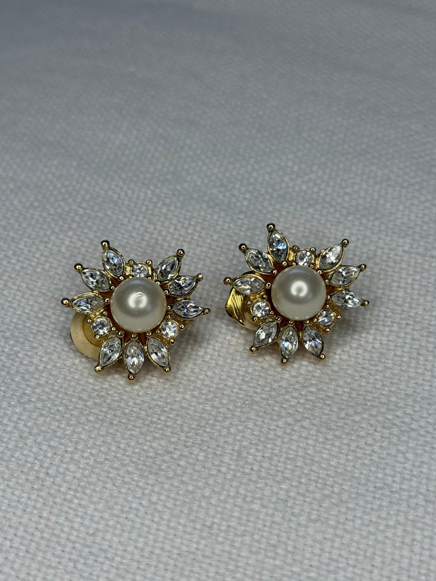 Christian Dior Pearl Starburst Clip-On Earrings